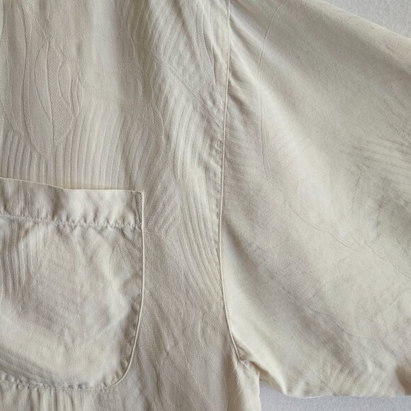 Tommy Bahama Silk Button Down Cream Short Sleeved Shirt Mens XL Relax Fit - Picture 6 of 15